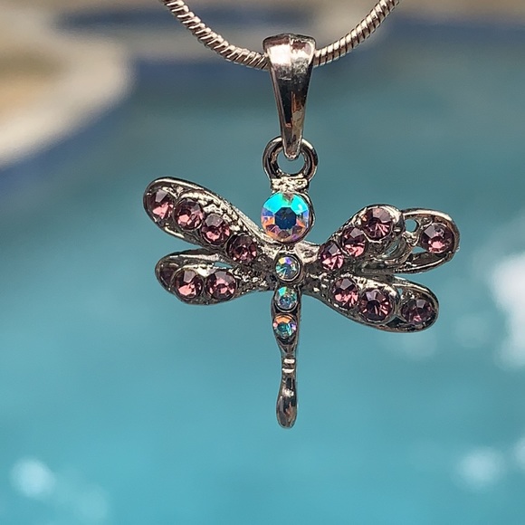 New Crystal Dragonfly necklace with 16” chain - Picture 2 of 6